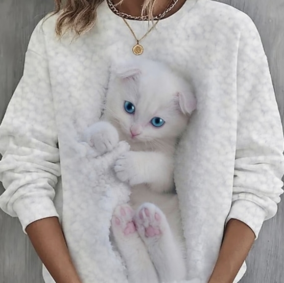 Noracora Tops - Noracora Women's 3D Cute Cat Print Sweatshirt Super Cute 1X
